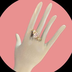 Gold Tone Band Marquee Stone Size 8